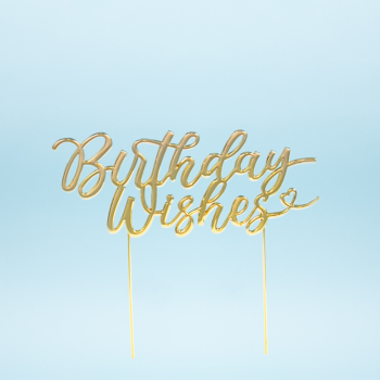 GOLD Metal Cake Topper BIRTHDAY WISHES