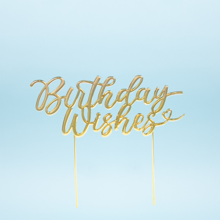 GOLD Metal Cake Topper BIRTHDAY WISHES
