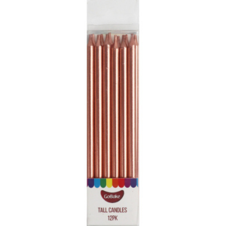GoBake 12cm Rose Gold Candles Pack of 12
