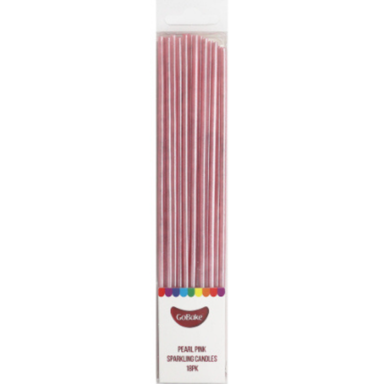 GoBake Pearl Pink Sparkling Candles Pack of 18