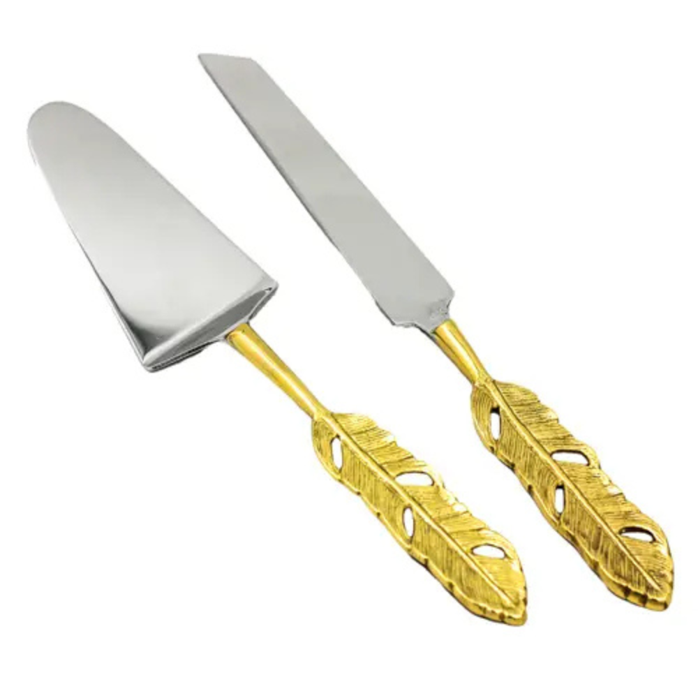 Gold Brass Handle Cake Servers Set of 2 (1)
