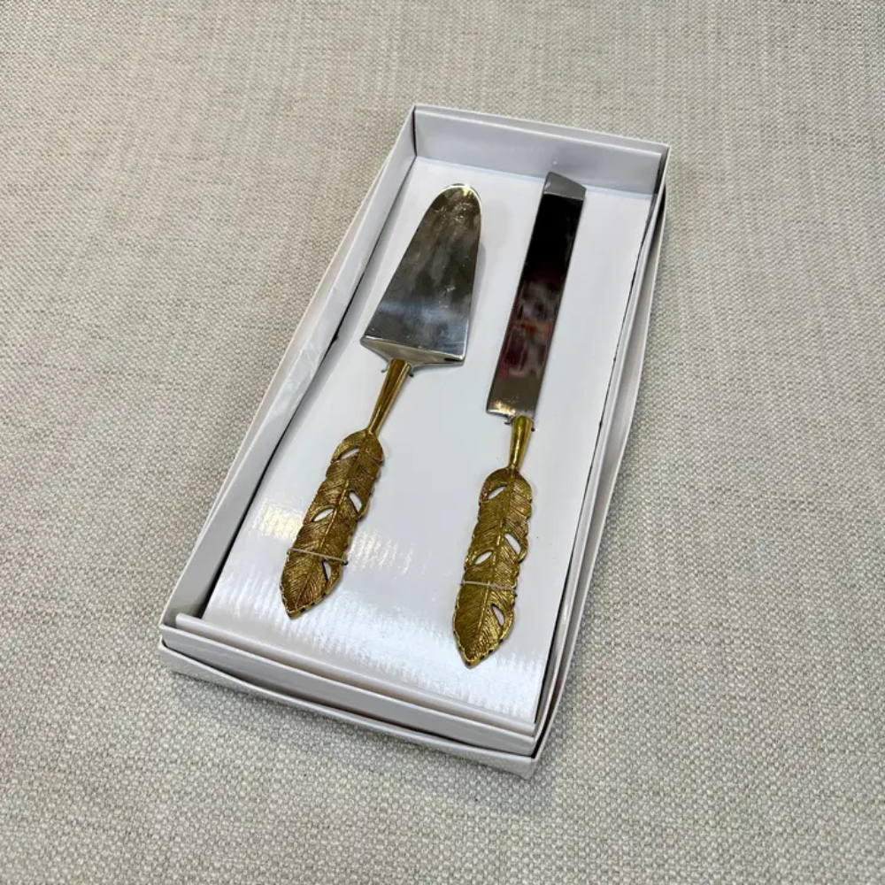 Gold Brass Handle Cake Servers Set of 2 (2)