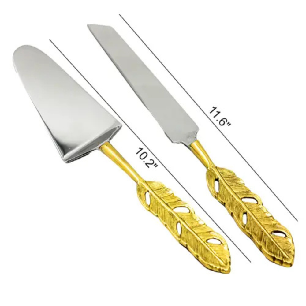 Gold Brass Handle Cake Servers Set of 2 (3)