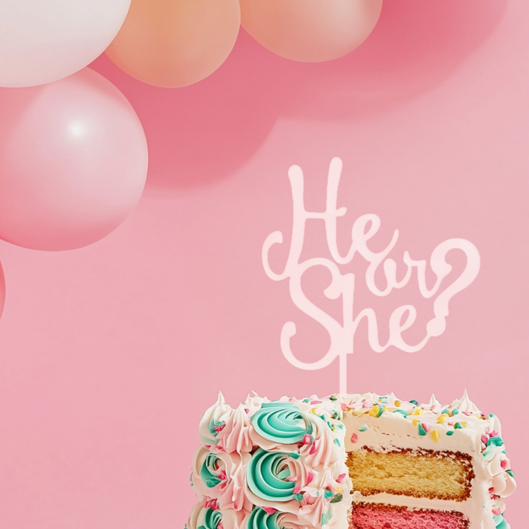 HE or SHE Cake Topper White (2)