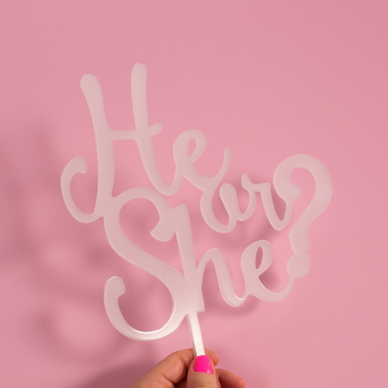 HE or SHE Cake Topper White