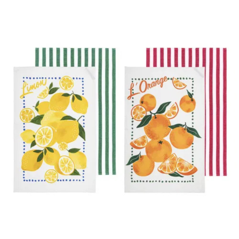 Ladelle Capri Assorted Lemon + Orange Kitchen Towel 2 Pack