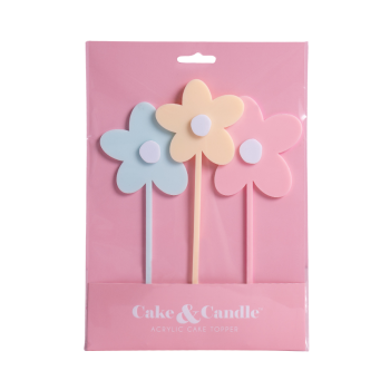 Cake & Candle Milkshake Mixed Flowers Cake Topper