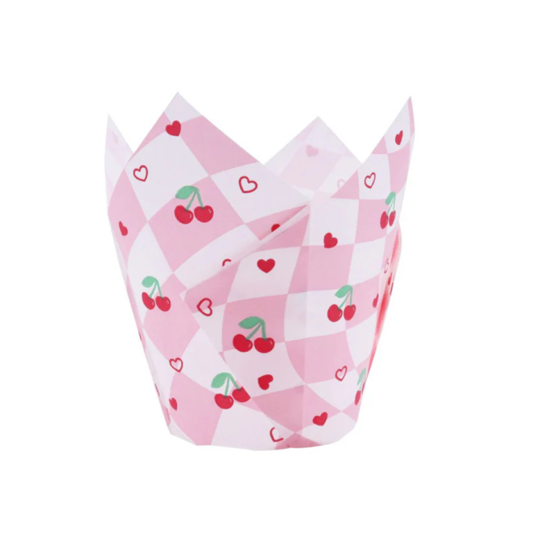 Muffin Cases Vintage Cherry Checkerboard 24pk (1)