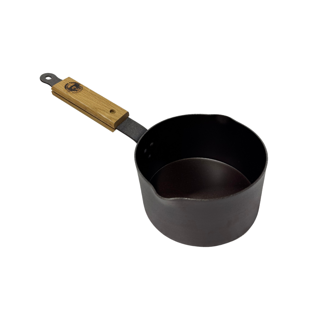 NFS-124 15CM TWIN SPOUT MILK PAN OAK HANDLE (1)