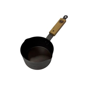 Netherton Foundry Twin Spout Milk Pan Oak Handle 15cm