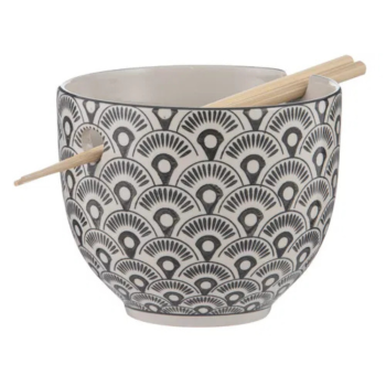 Ladelle Nara Fan Noodle Bowl With Chopsticks