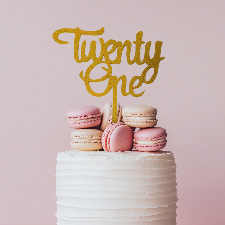 Number TWENTY ONE Cake Topper Gold (1)
