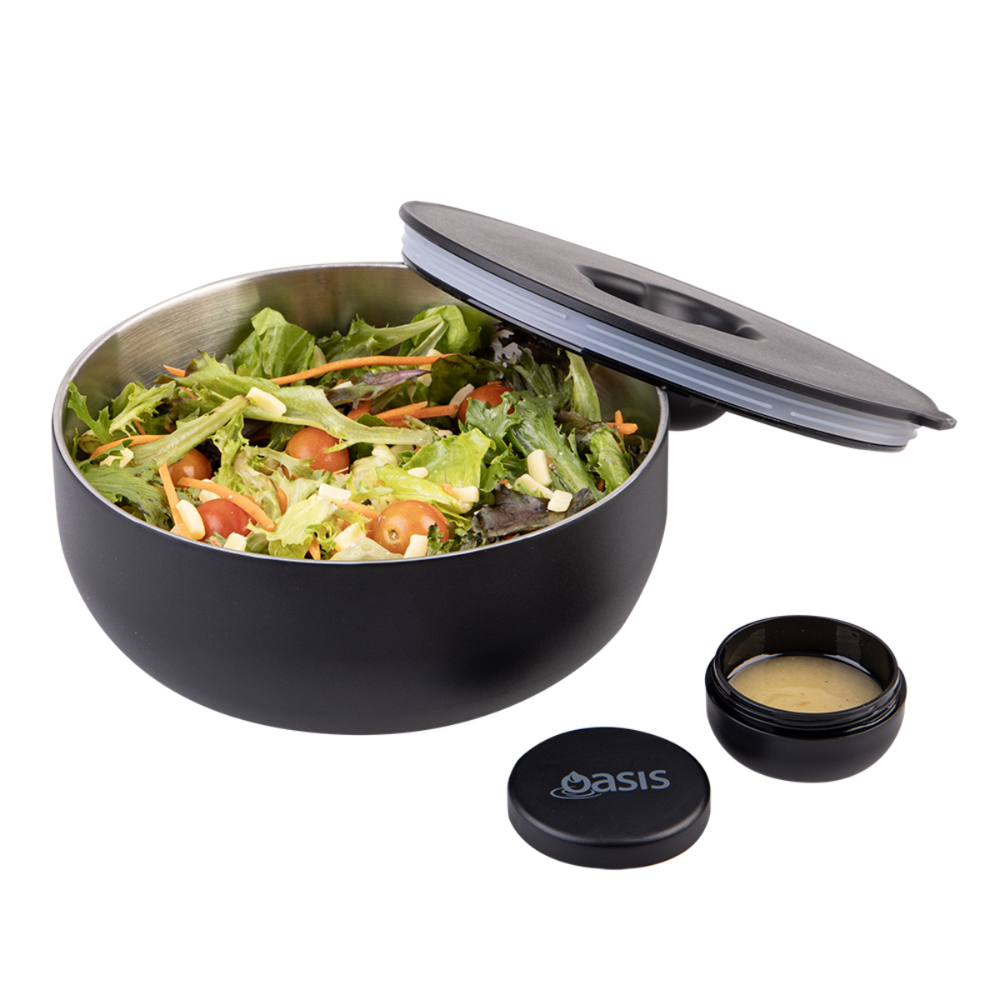 Oasis Stainless Steel Double Wall Insulated Fresh’N’Go Lunch Bowl 950ml Black (1)
