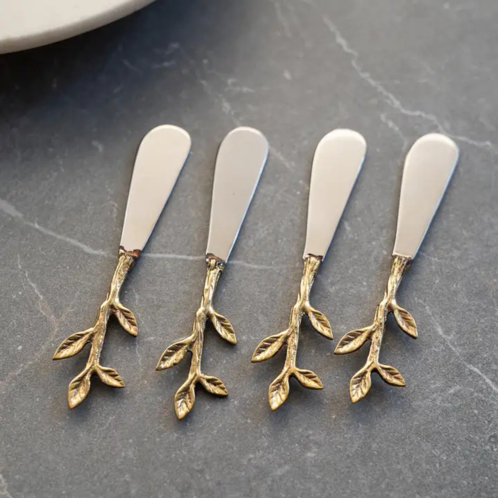 S.S Gold Leaf Bud Handle Spreaders Set of 4