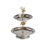 Floral Stainless Steel Brass 2-Tier Stand