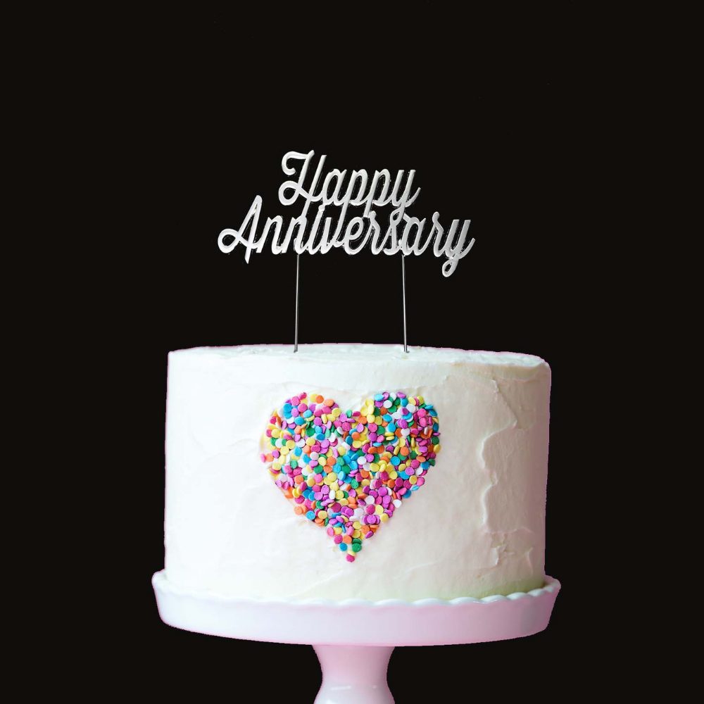 SILVER Plated Cake Topper HAPPY ANNIVERSARY (1)