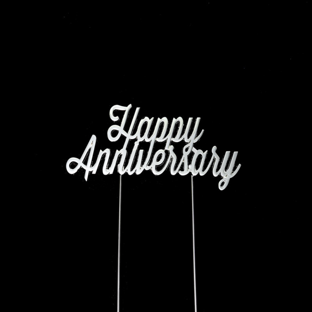 SILVER Plated Cake Topper HAPPY ANNIVERSARY (2)