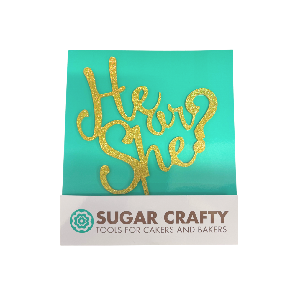 Sugar Crafty Gold He or She Cake Topper