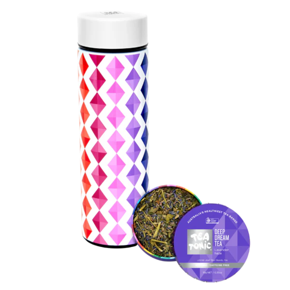 Thermal Tea Bottle with Infuser 450ml with Deep Dream Tea Loose Leaf Travel Tin