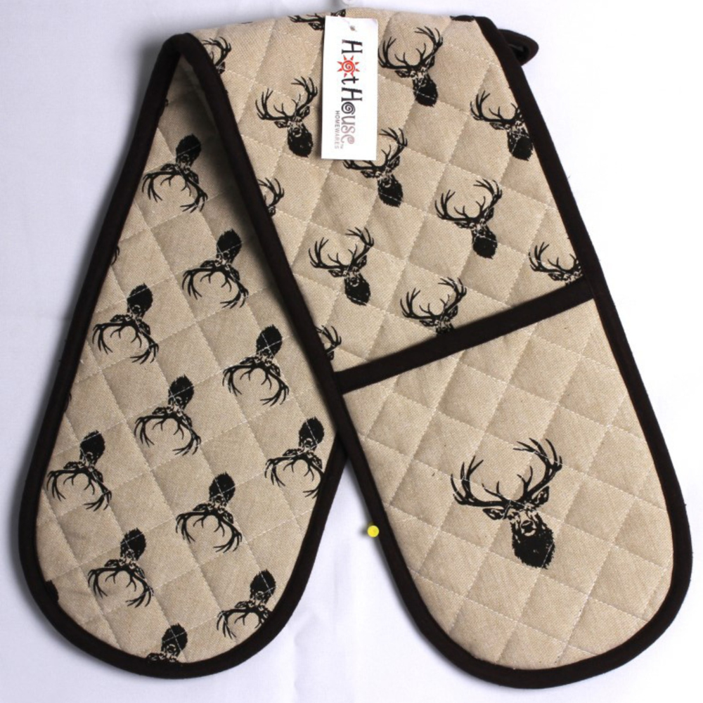 Hot House Double Oven Mitt Stag Head