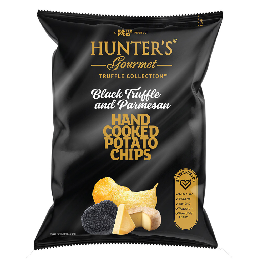 Hunter’s Gourmet Potato Chips Black Truffle & Parmesan Bag 125g