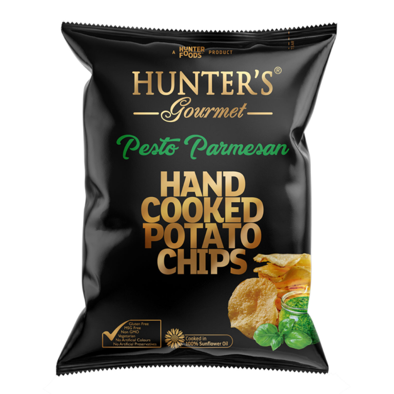 Hunter’s Gourmet Potato Chips Pesto Parmesan Bag 125g
