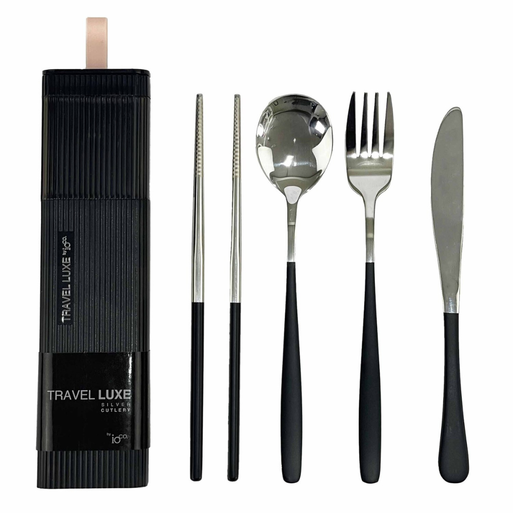 IOco Travel Luxe Stainless Steel Cutlery Set BlackSilver