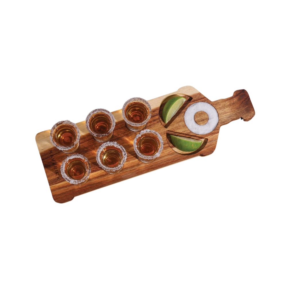 Maverick Tequila Tasting Paddle and Shot Glass Set (1)