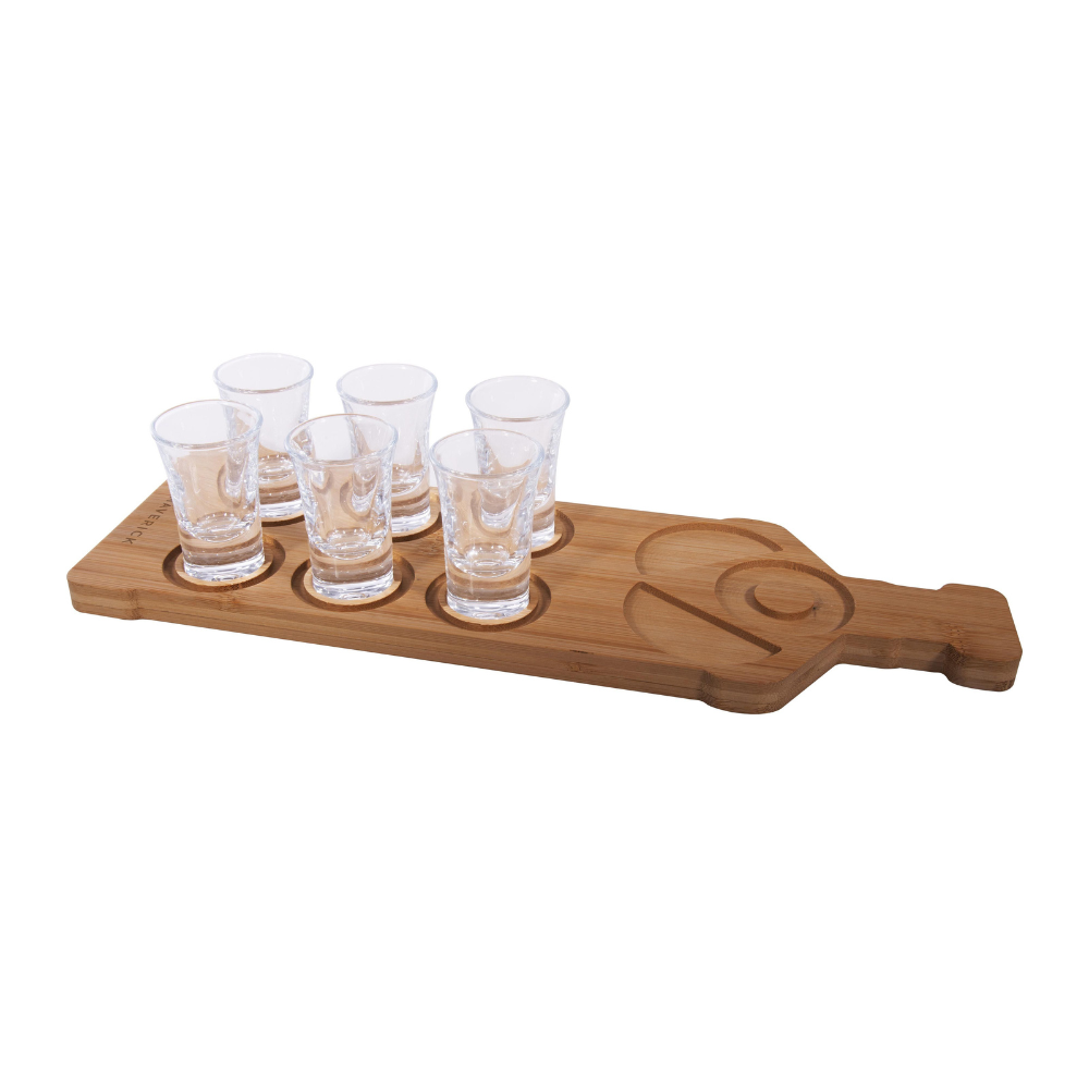Maverick Tequila Tasting Paddle and Shot Glass Set (3)