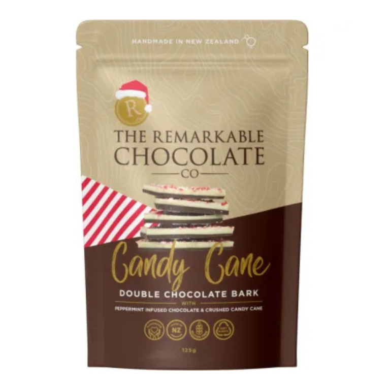 Remarkable Chocolate Bark Double Choc Candy Cane 125g
