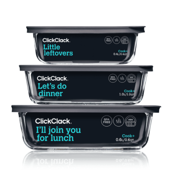 ClickClack Cook+ Heatproof Glass Container Set of 3