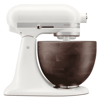 KitchenAid KSM156 Stand Mixer Porcelain White with Walnut Bowl