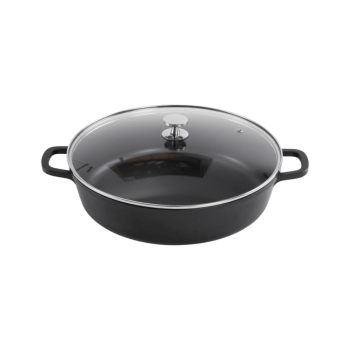 AluChef Shallow Round Casserole 32cm Matte Black