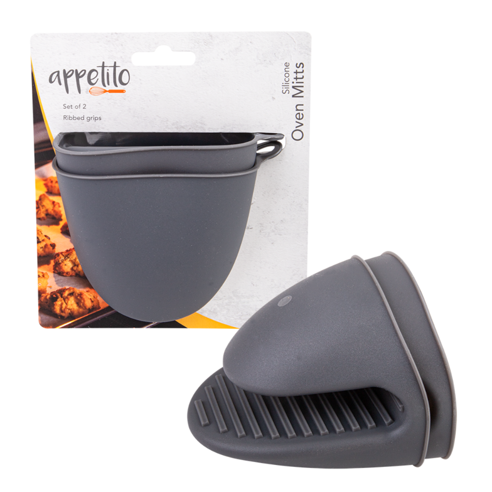 Appetito Silicone Oven Mitts Charcoal Set of 2 (1)