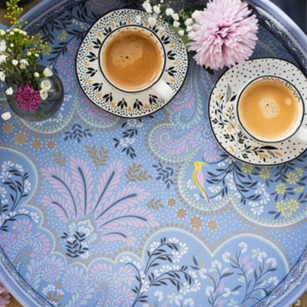 Sara Miller Filigree Blue Large Handled Tray (2)