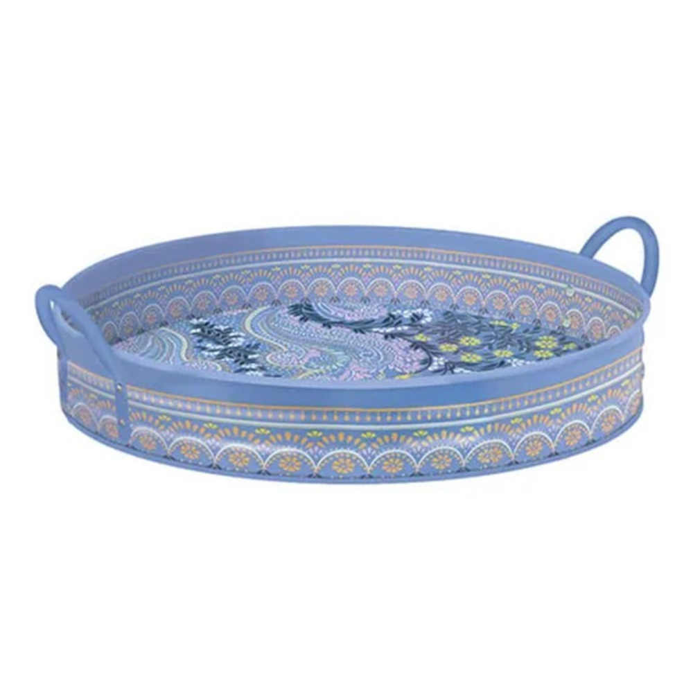 Sara Miller Filigree Blue Large Handled Tray