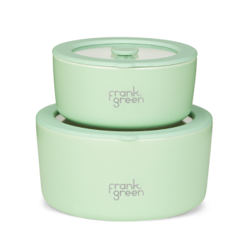 frank green Porcelain Bowl with Glass Lid 2 Piece Set Mint Gelato