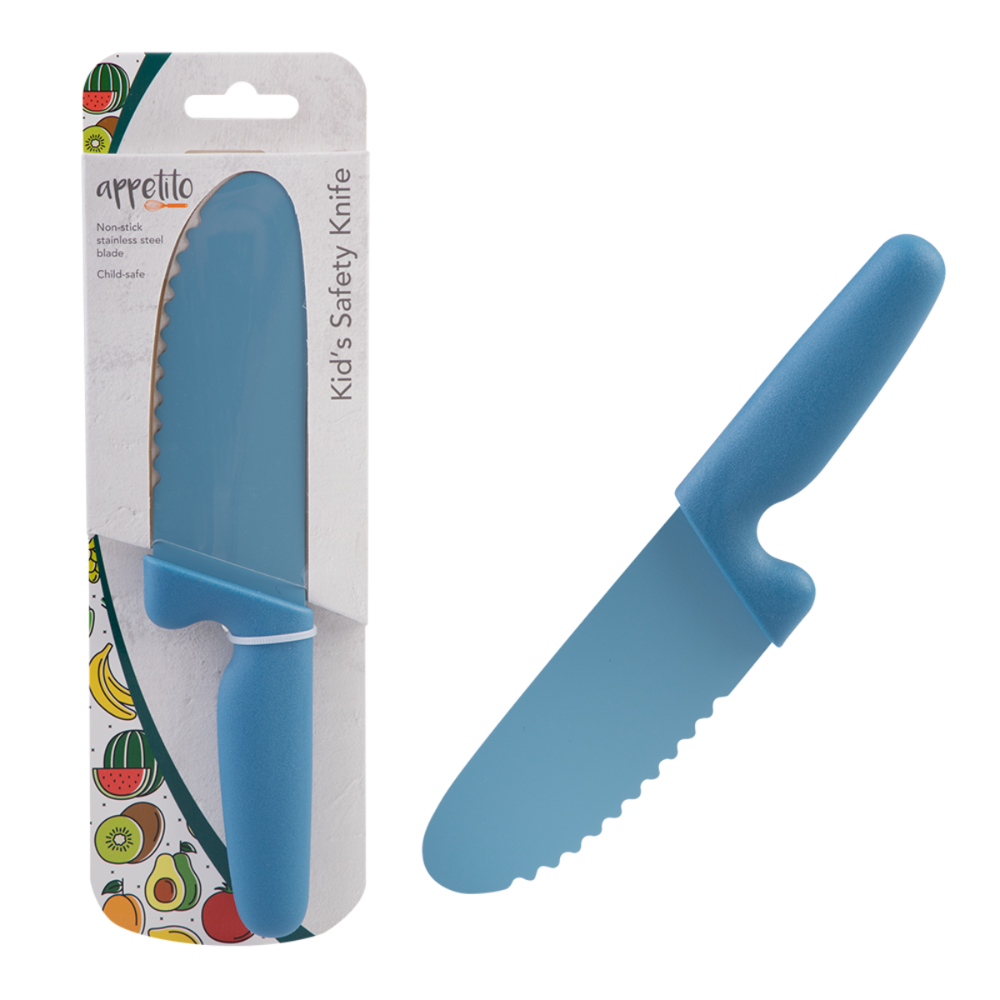 APPETITO KID’S SAFETY KNIFE W NON-STICK SERRATED BLUE (1)