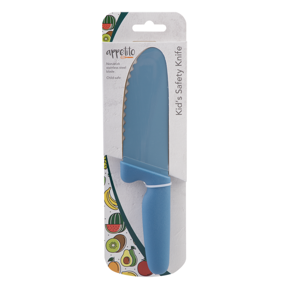 APPETITO KID’S SAFETY KNIFE W NON-STICK SERRATED BLUE (2)