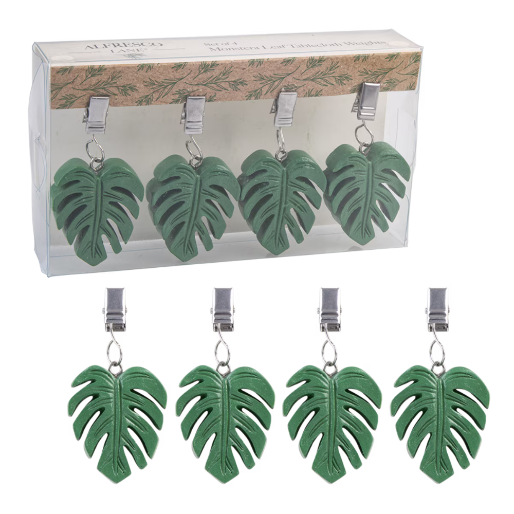 Alfresco Lane Tablecloth Weights Set of 4 Monstera Leaf (2)