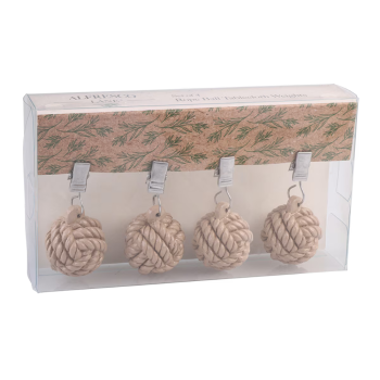 Alfresco Lane Tablecloth Weights Set of 4 Rope Balls Natural (3)