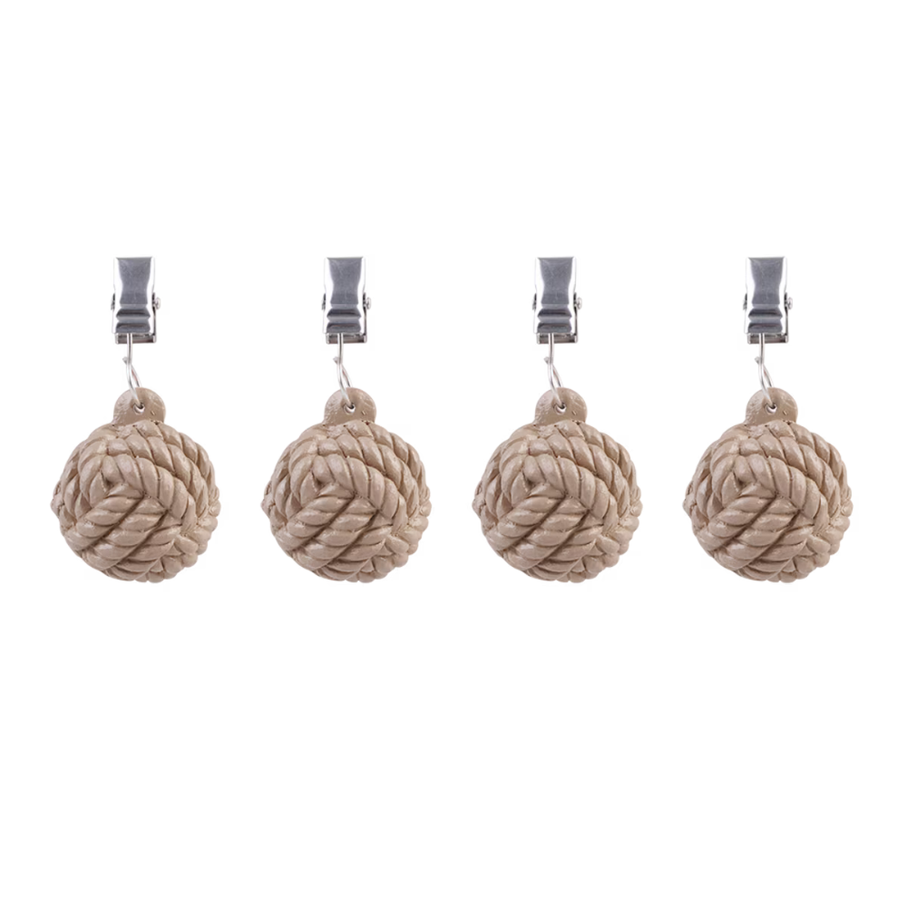 Alfresco Lane Tablecloth Weights Set of 4 Rope Balls Natural