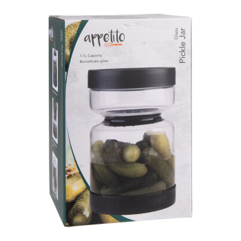 Appetito Borosilicate Glass Pickle Jar Black 1.1L (3)