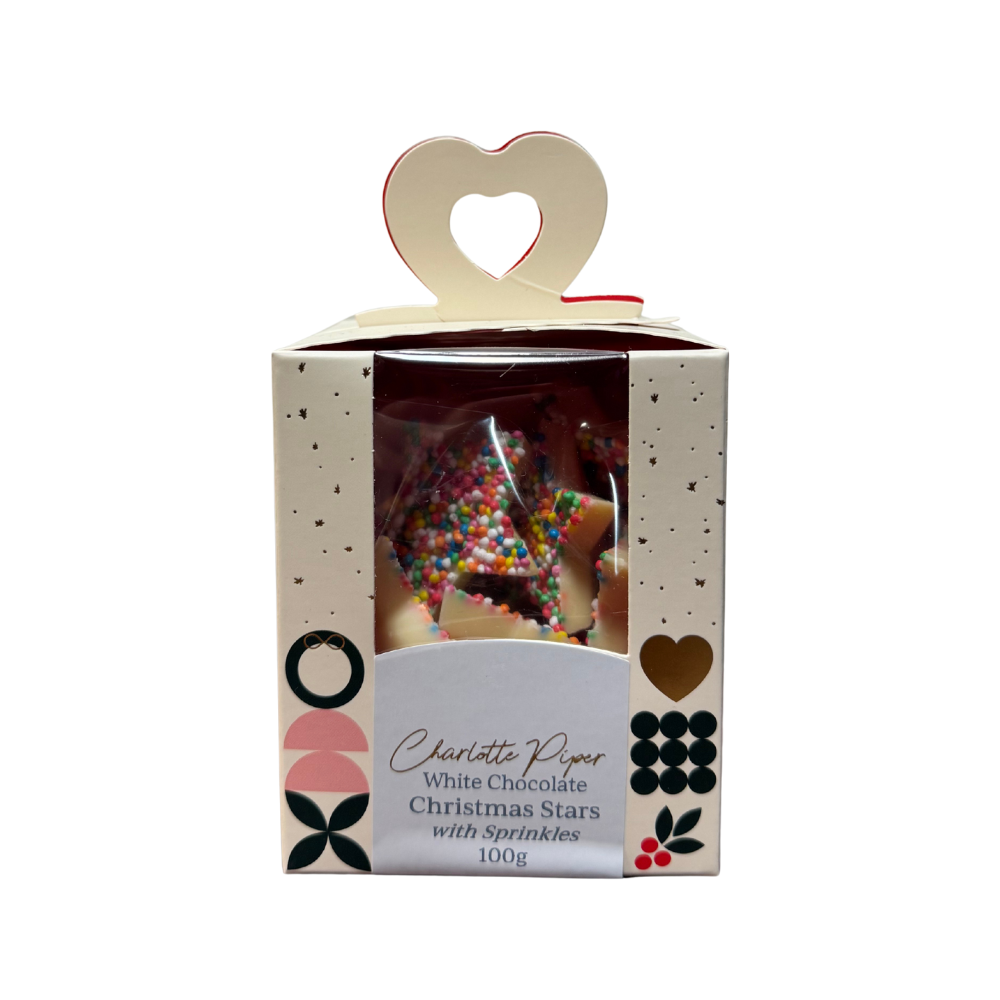Charlotte Piper White Chocolate Christmas Stars w Sprinkles