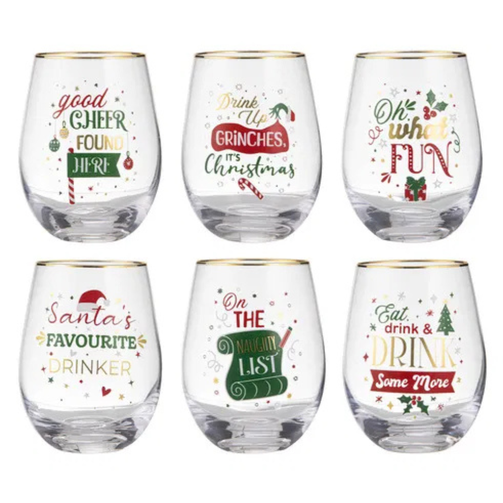 Ladelle Festive Fun Stemless Wine Glass Assorted
