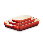 Le Creuset Classic 3 Piece Rectangle Dish Set Cerise