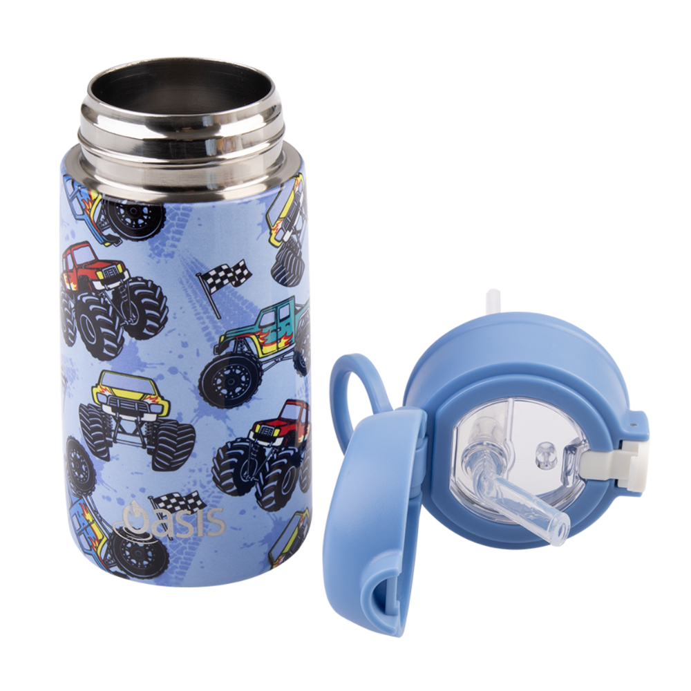 Oasis Insulated Stainless Steel Kid’s Sipper Bottle 400ml Monster Trucks (2)