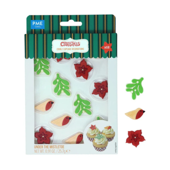 PME Edible Sugar Decorations Under the Mistletoe Set of 12