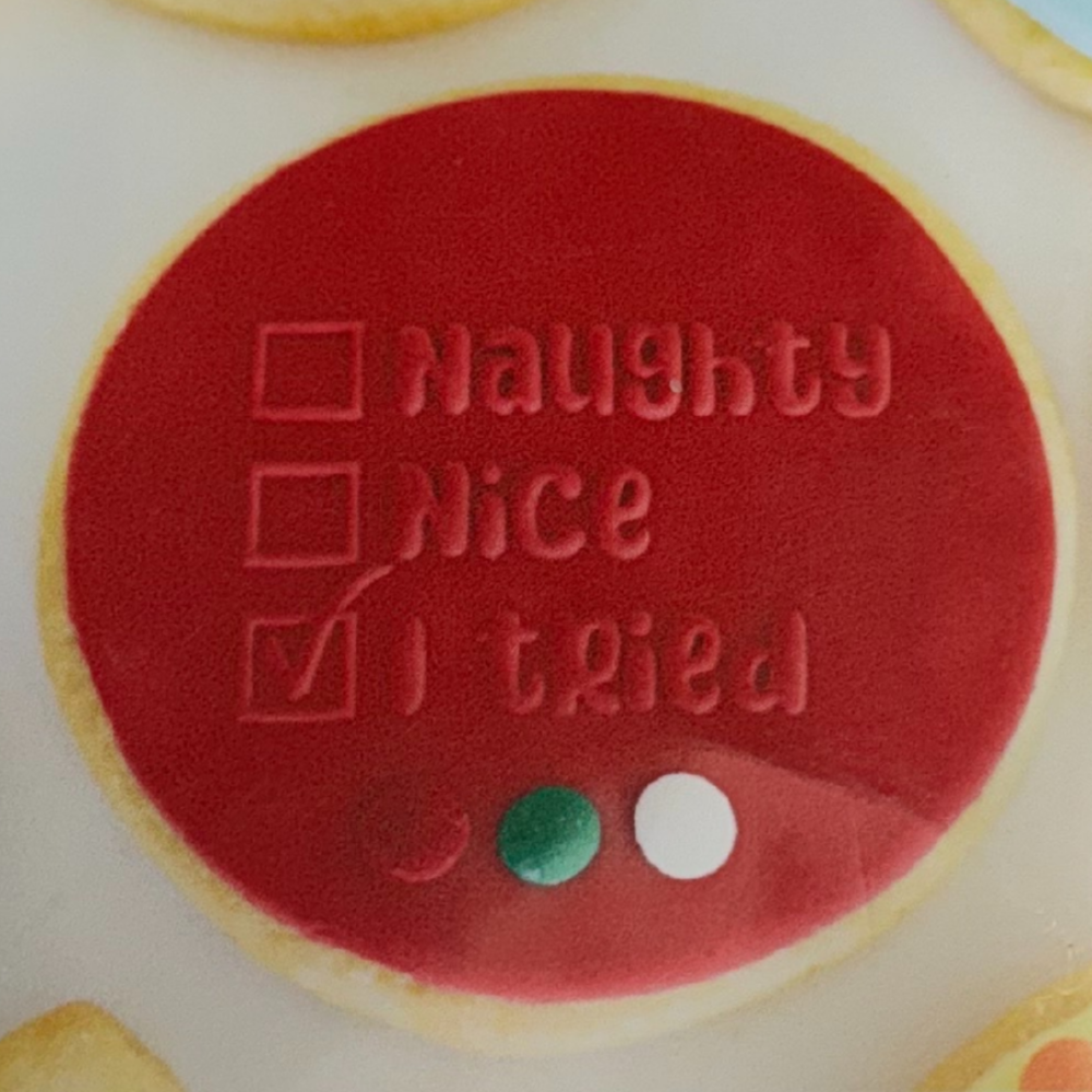 Sugar Crafty Cookie Embosser Stamp Naughty or Nice (1)