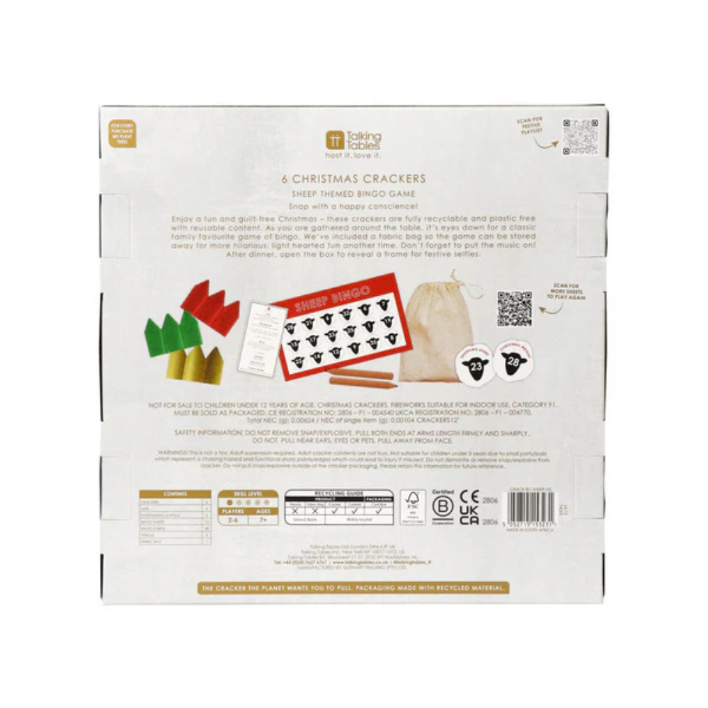 Talking Tables Sheep Christmas Crackers Pack of 6 (4)